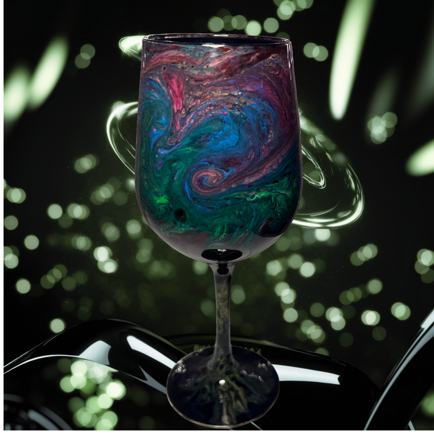 Handcrafted Galaxy Swirl Wine Glass – Unique Art Glassware for Wine Enthusiasts