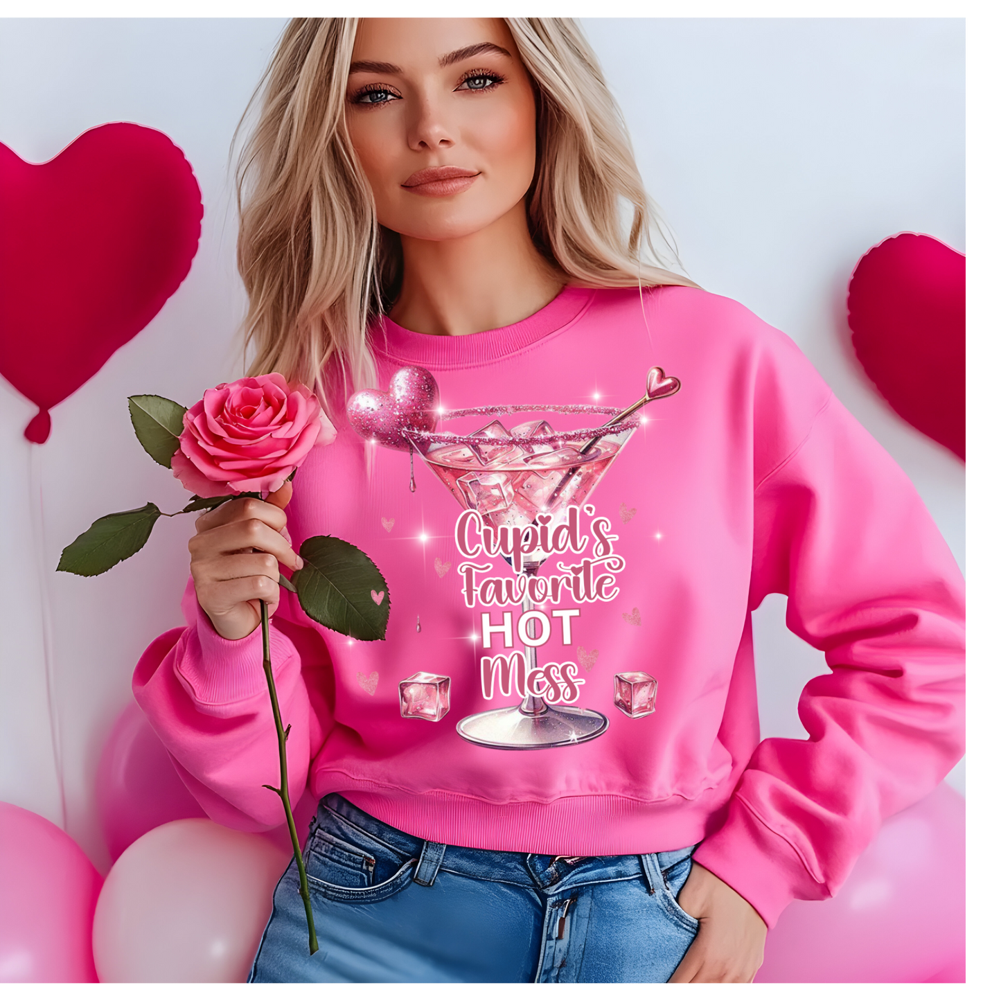 Cupid's Favorite Hot Mess Crewneck