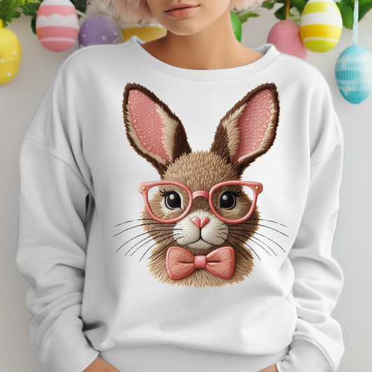 Cute Faux Embroidery Bunny Sweatshirt