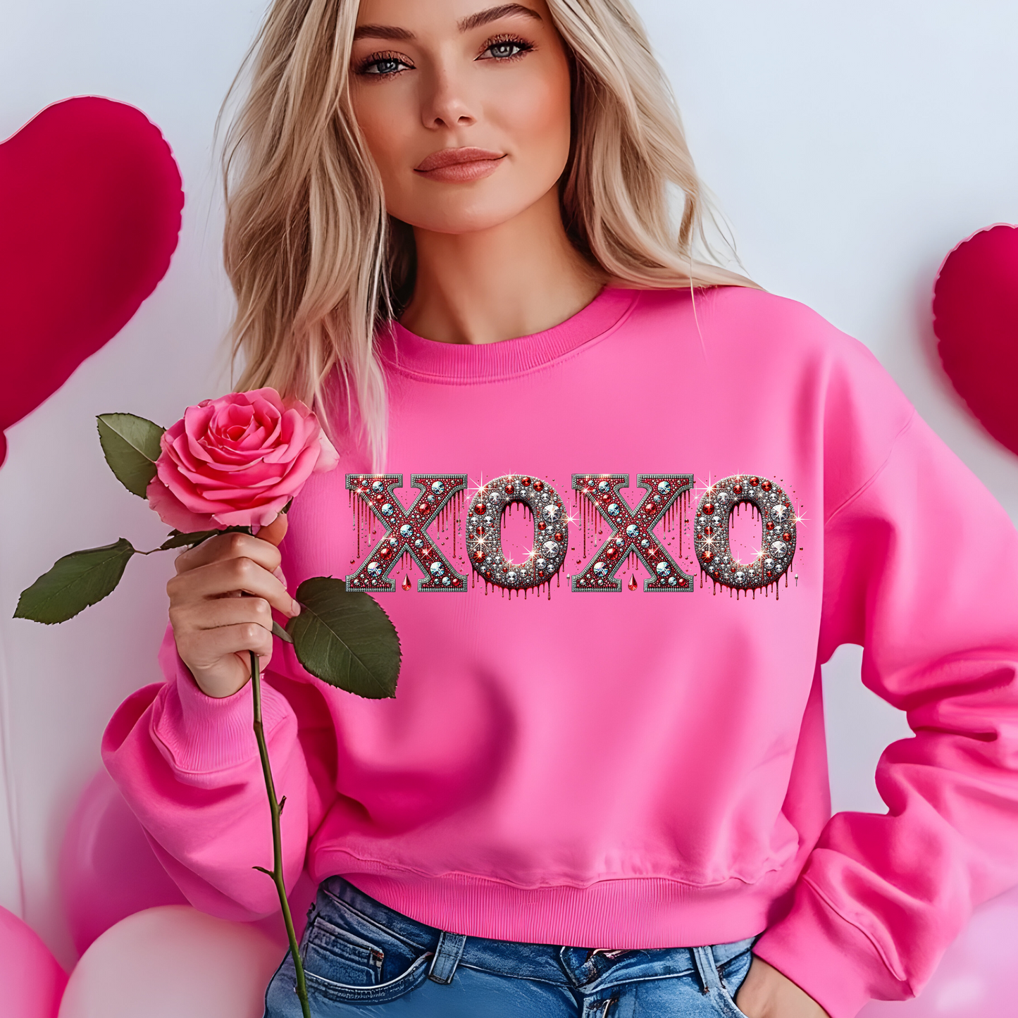 XOXO sparkly crewneck sweatshirt