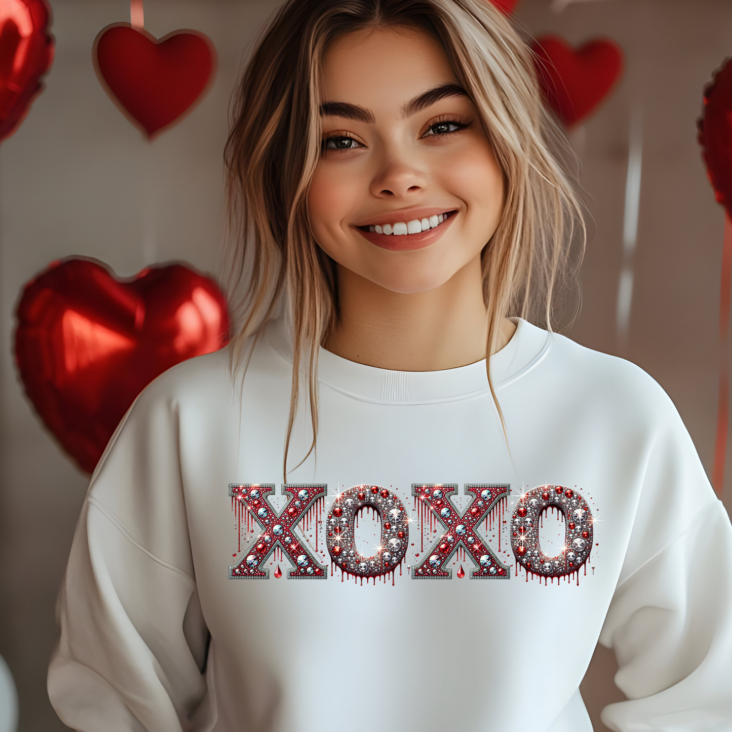 XOXO sparkly crewneck sweatshirt